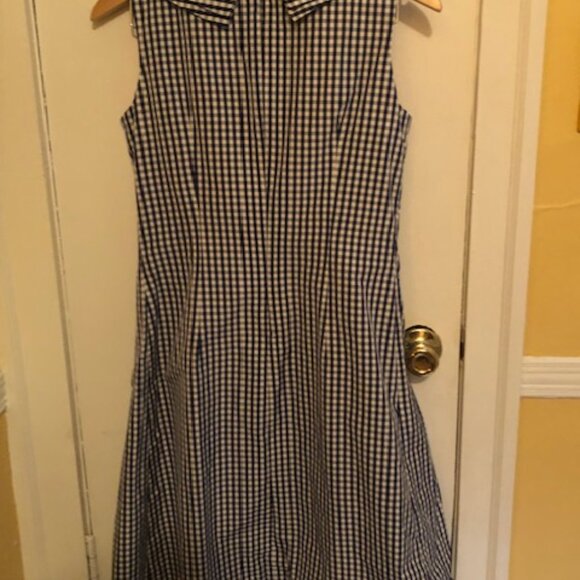 Sara Campbell Navy/White Check Pleated Dress; NWOT; Size 4; Excellent Condition - Picture 5 of 12
